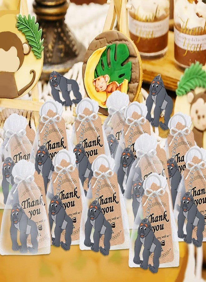 CiciBear 60 Pack Gorilla Party Decorations for Guests, 20 Keychains, 20 Tags and 20 Gift Bags for Jungle Safari Animal Themed Party, Baby Shower, School Party, Zoo Kids Birthday - Image 5